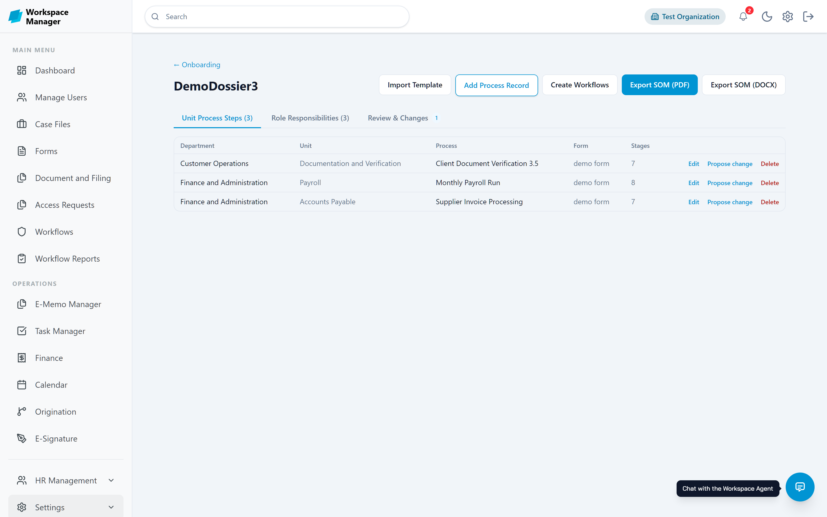Capture an organisation, one dossier at a time